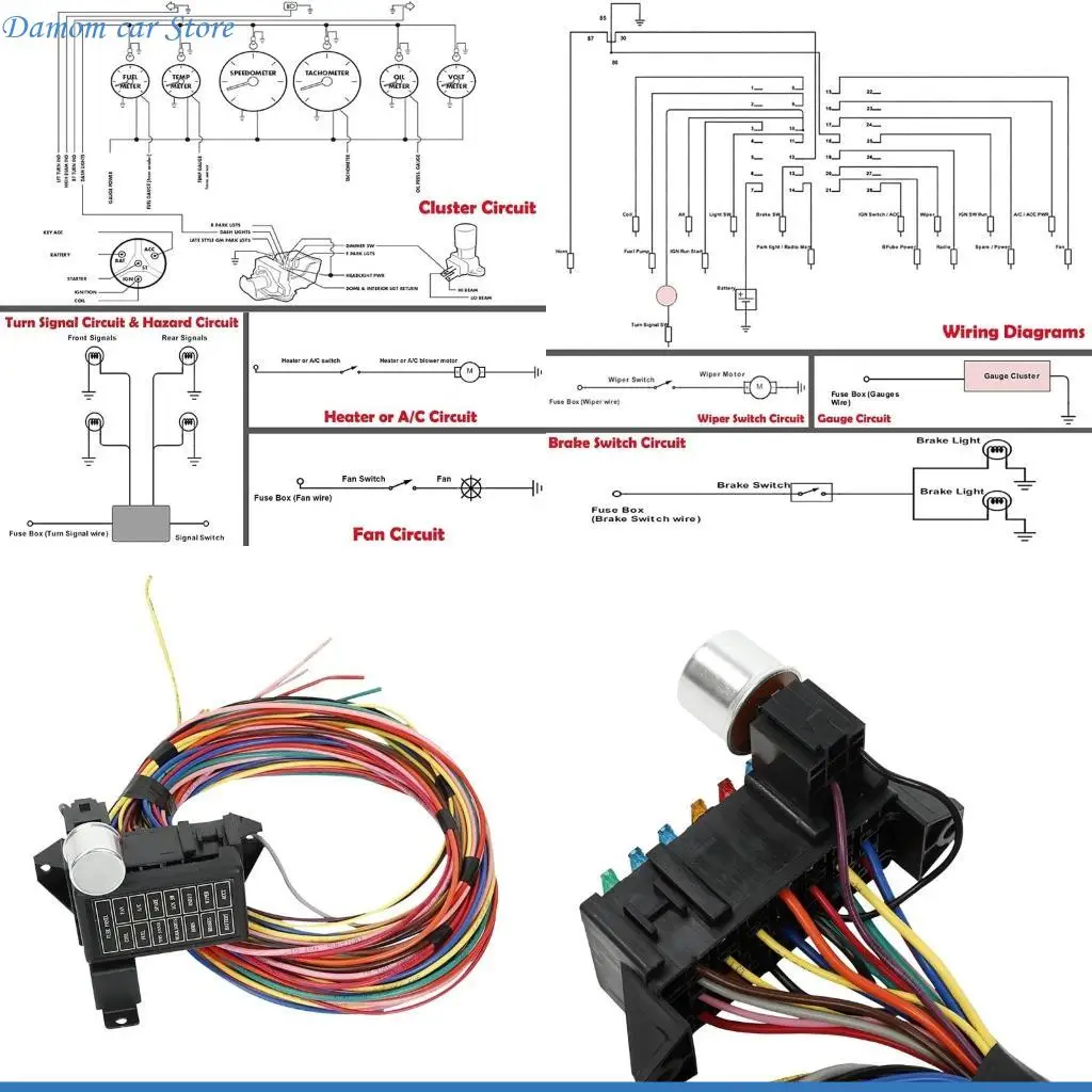 

A2UC Universal 14 Harness Wry Grune Gronge Muscle Car Hot Rod Street-Rod-Rod-Wire 12 В комплект жгута напряжения напряжения