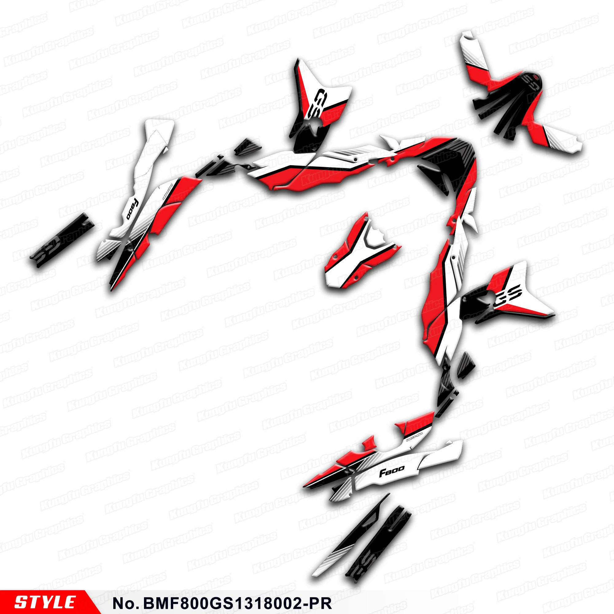 

JY RACING Graphics Decal Kit Vinyl Sticker for F800GS F800 GS 2013 2014 2015 2016 2017 2018, Restyled, BMF800GS1318002-PR