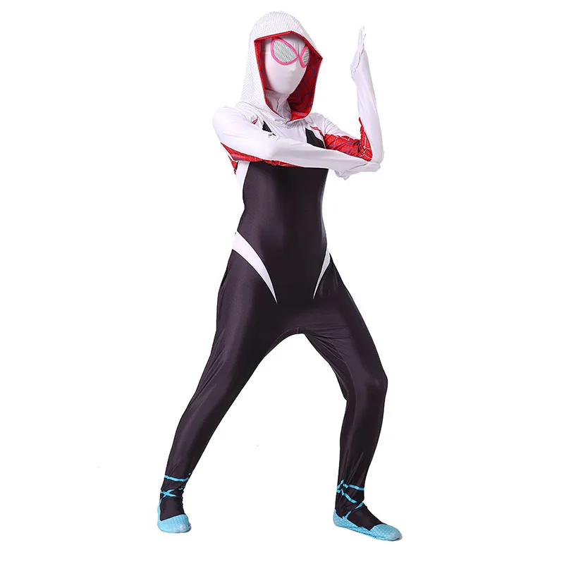 Spiderman Gwen Stacy Cosplay kostiumy dla kobiet dziewcząt Zentai 3D body dla dorosłych dzieci ubrania na Halloween kombinezon