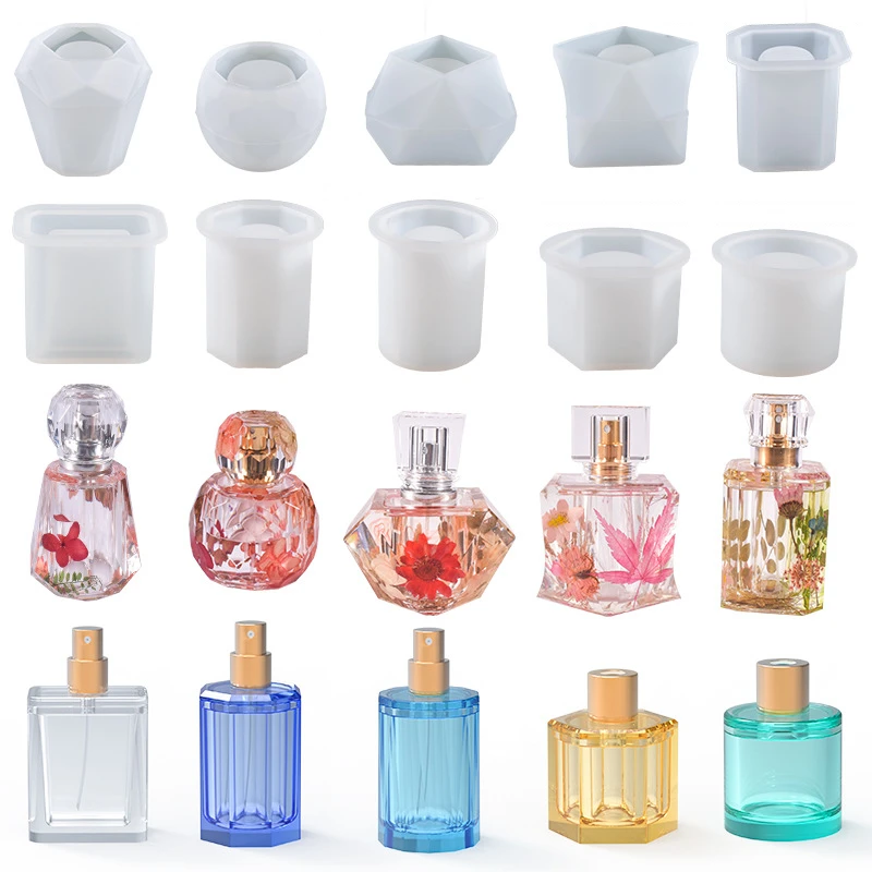 Fragrace Perfume Bottles Clay Silicone Molds DIY Portable Spray Bottle Travel Press Sample Perfume Sub-bottle Resin Mold