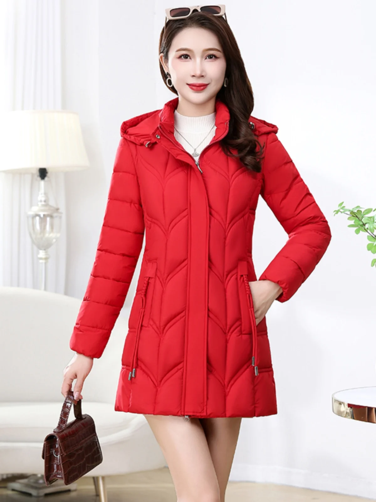 

Thiened Faionable Cotton Jaet for Middle-Aged And ly Women Winter Warm Sli Slim Fit Korean Sle Mom Coat Trendy