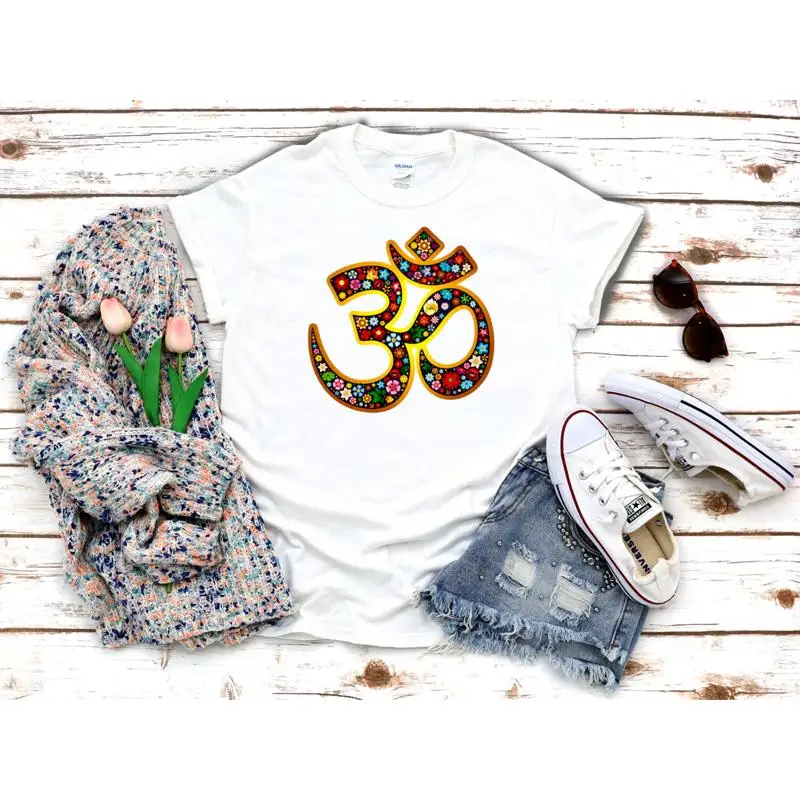 

Женская футболка Flower Om Namaste Symbol Yoga 3 4 K1058