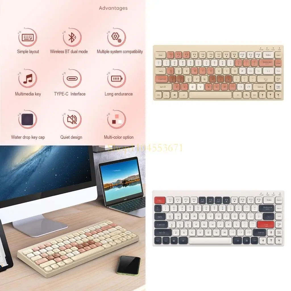 

Best Seller BT100 Bluetooth-Compatible Keypad Dual-Mode 2.4GHz Wireless Charging Tablet Laptop Mini Keyboard Desktop Office