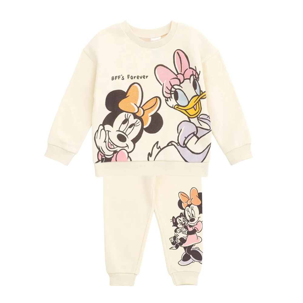 

Cute Baby Girl Clothes Suit for Autumn Winter Cotton Fleece Lined O-neck Sweatshirt + Pant Cartoon Kids Outfits