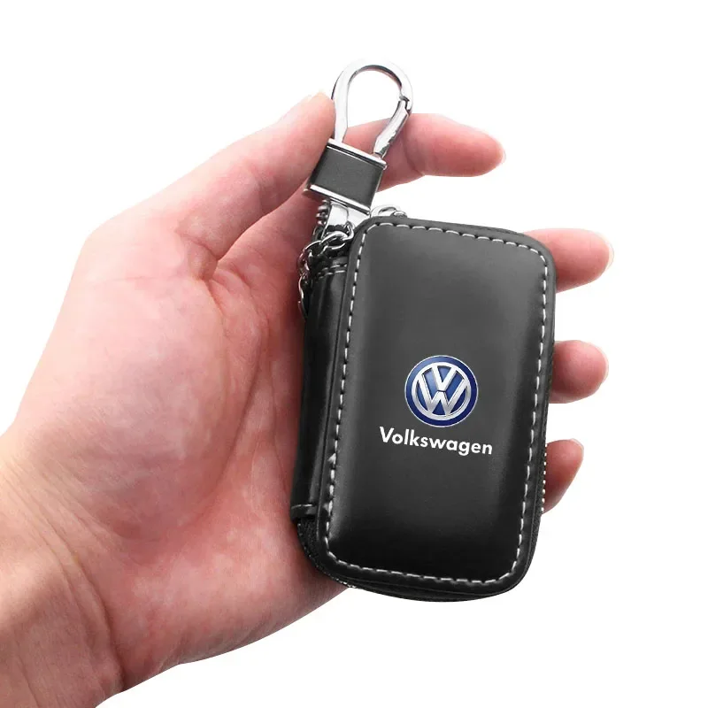 Leather Key Wallet Car Key Bag Multi Function Key Case Car Accessories For Volkswagen VW Rline Amarok T5 Phaeton Tiguan T-Cross