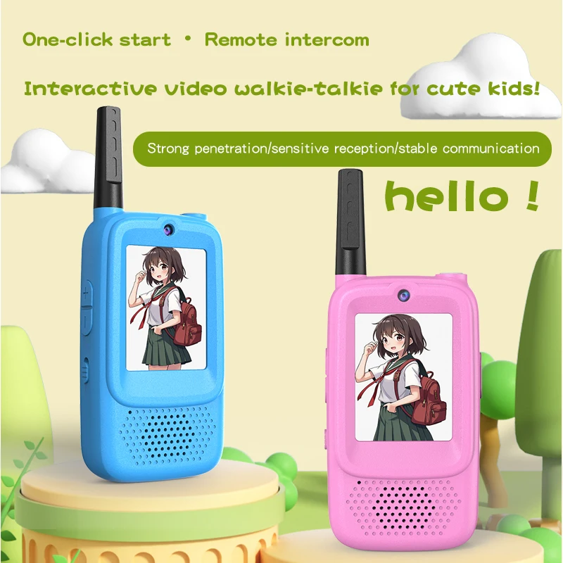 Set di walkie-talkie video per bambini, giocattolo interfono ricaricabile con telecamera HD, cambio vocale per regalo per bambini da viaggio in campeggio interno