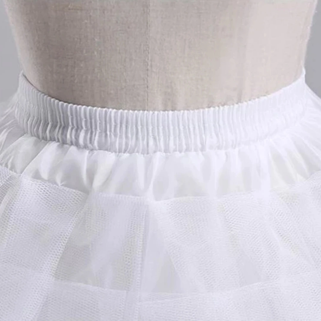 Petticoat A-Line Crinoline for Children, 3 Hoops, One Layer, Lace Trim, Flower Girl Dress, Underskirt, Branco, Crianças, Crianças