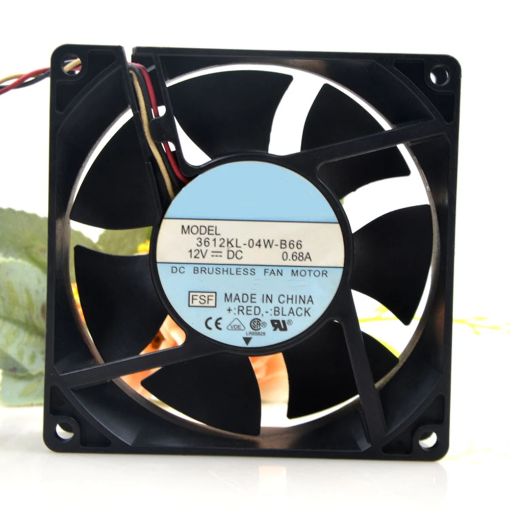 

Cooling Fan 3612KL-04W-B66 DC 12V 0.68A 9CM 9038 90x90x38mm