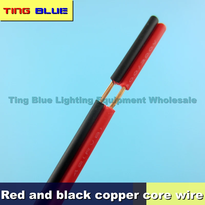 2x0.5mm flat twin-core cable LED red and black cable Double parallel RVB cable Advertising light box cable 2P cable 100m