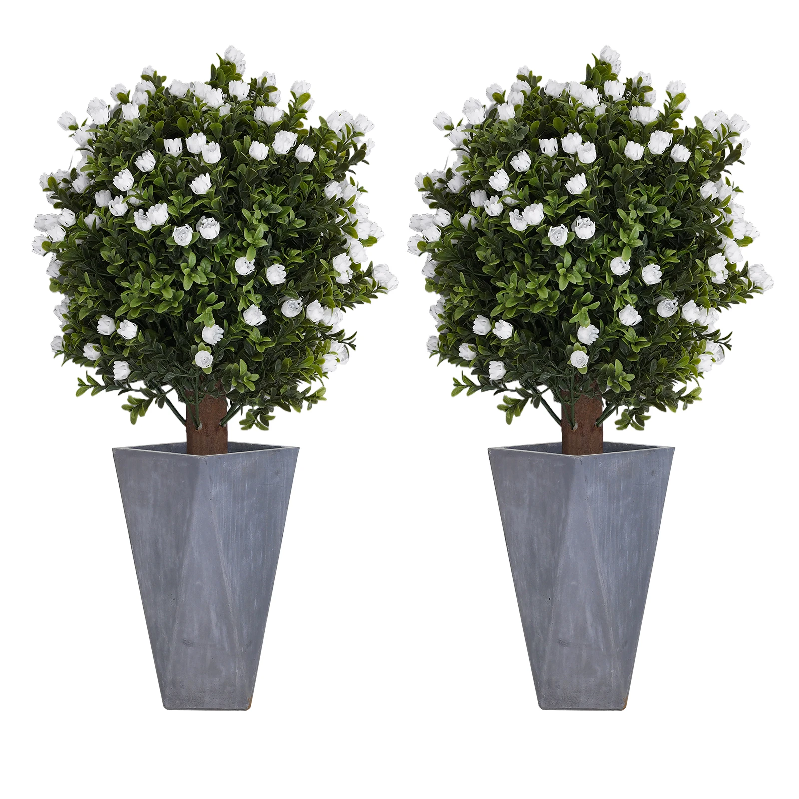 

2 шт. искусственное дерево гинкго билоба с белыми цветами, домашние и уличные украшения для дома, устойчивые к атмосферным воздействиям с 2 шипами, 35-40*69 см