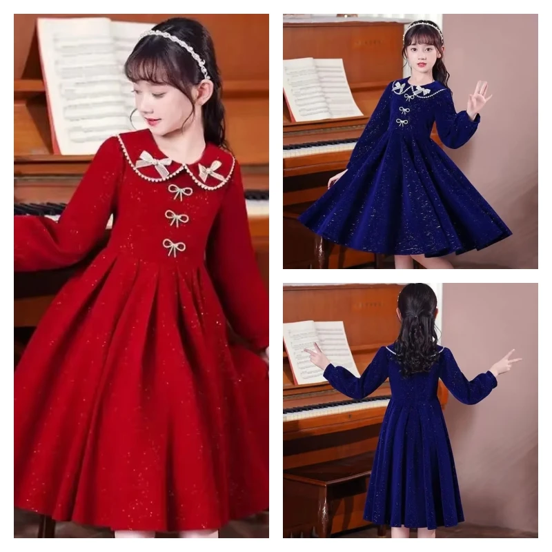 

Популярное кавайное модное платье для девочек, студенческое весенне-осеннее повседневное платье принцессы с длинными рукавами и лацканами с героями мультфильмов, детская одежда