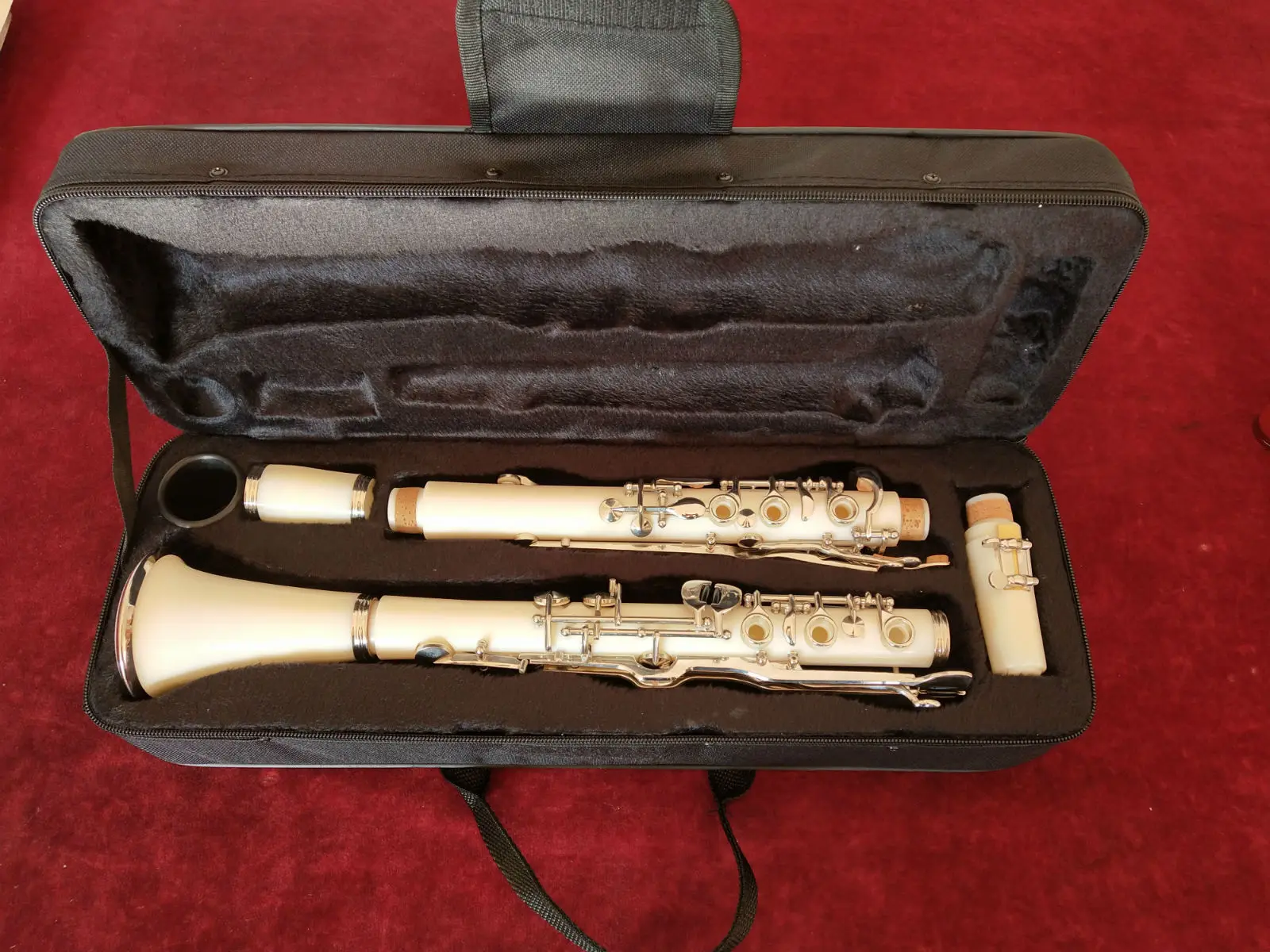 

Excellent G Key Clarinet With Case White Bakelite Nickel Plated Clarinetto