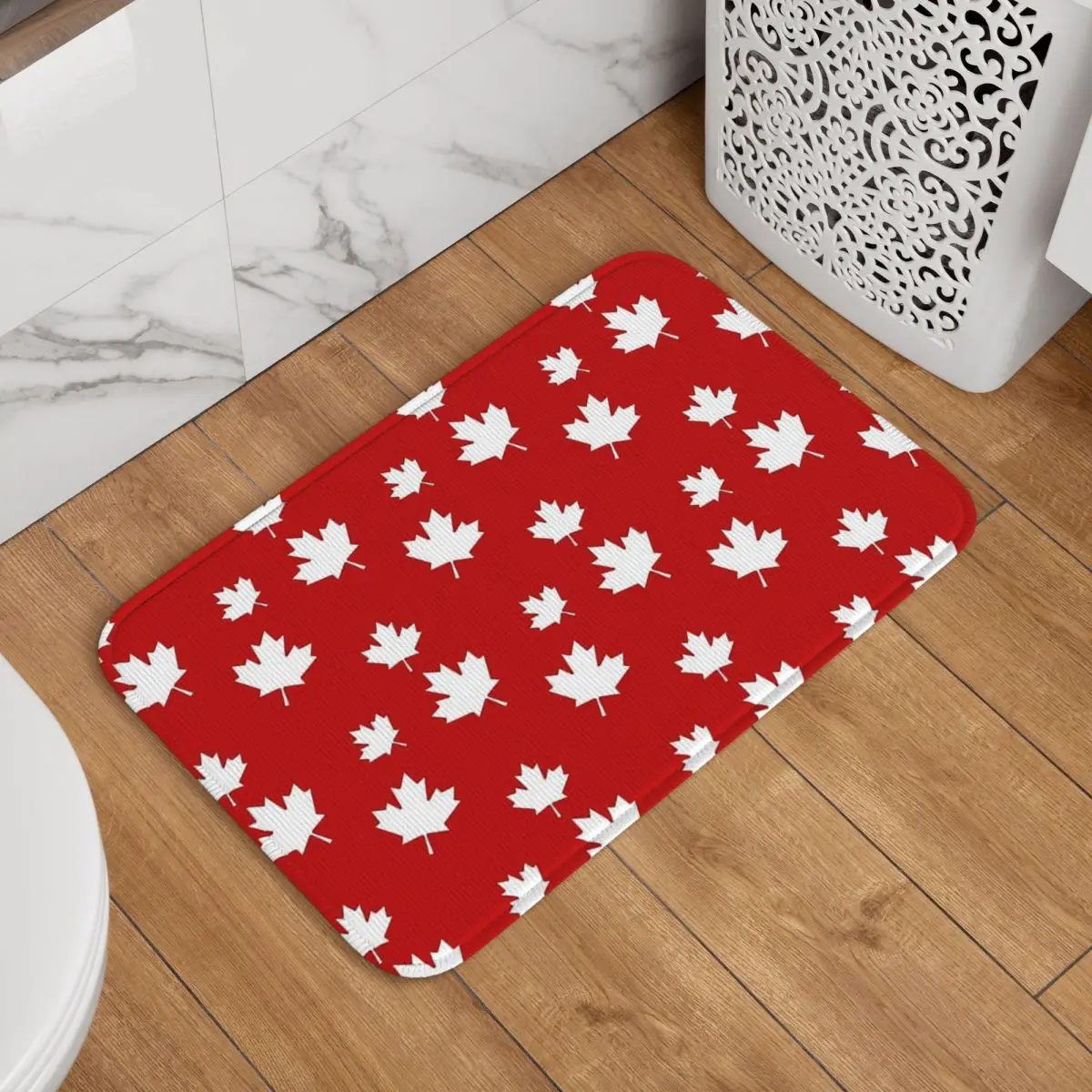 Canada Maple Leaf Flag Pattern Red White Canada Flag Doormat Absorbent Mat Carpet Rug Home Floor Mat for Balcony Footpad Mats