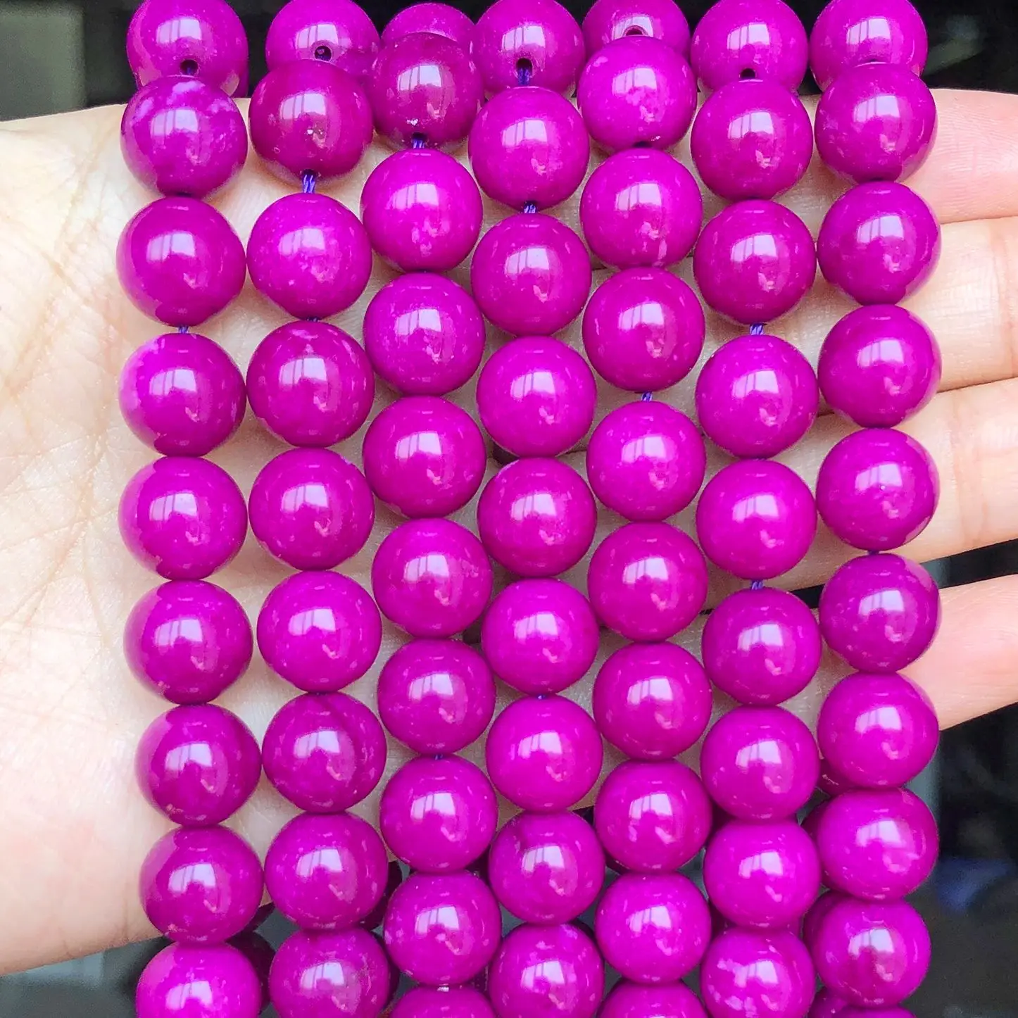 6/8/10mm Natural Fuchsia Jade Stone Beads Smooth Round Diy Bracelet Loose Beading For Jewellery Making Beadwork Supplies