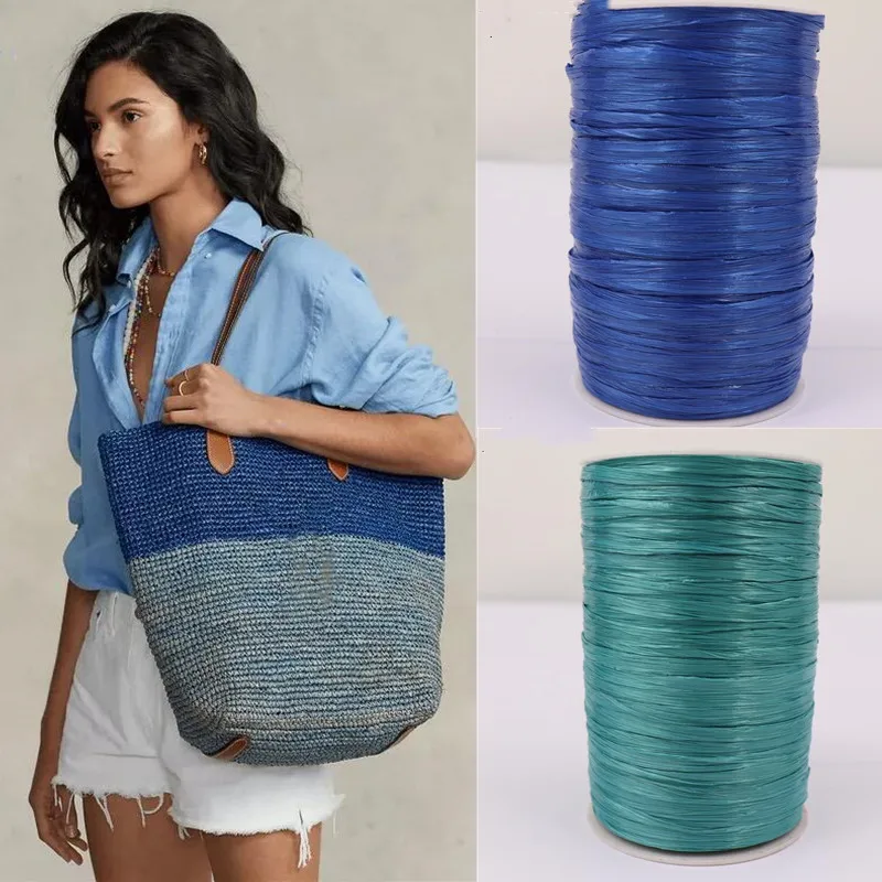 91 M/100% fibre naturelle RAFFIA coton Lafite herbe fil été bricolage Crochet chapeau, sac, fil à tricoter décoration de la maison