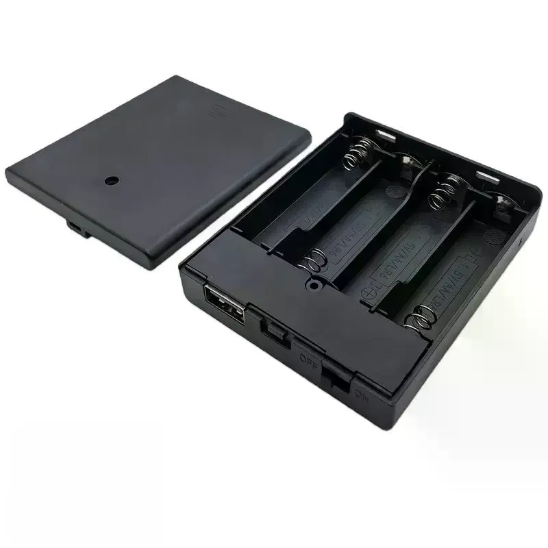 1Pcs 4 Slots AA Battery Holder No.5 Battery Case With Power Switch And USB Socket No Light AA Battery Box