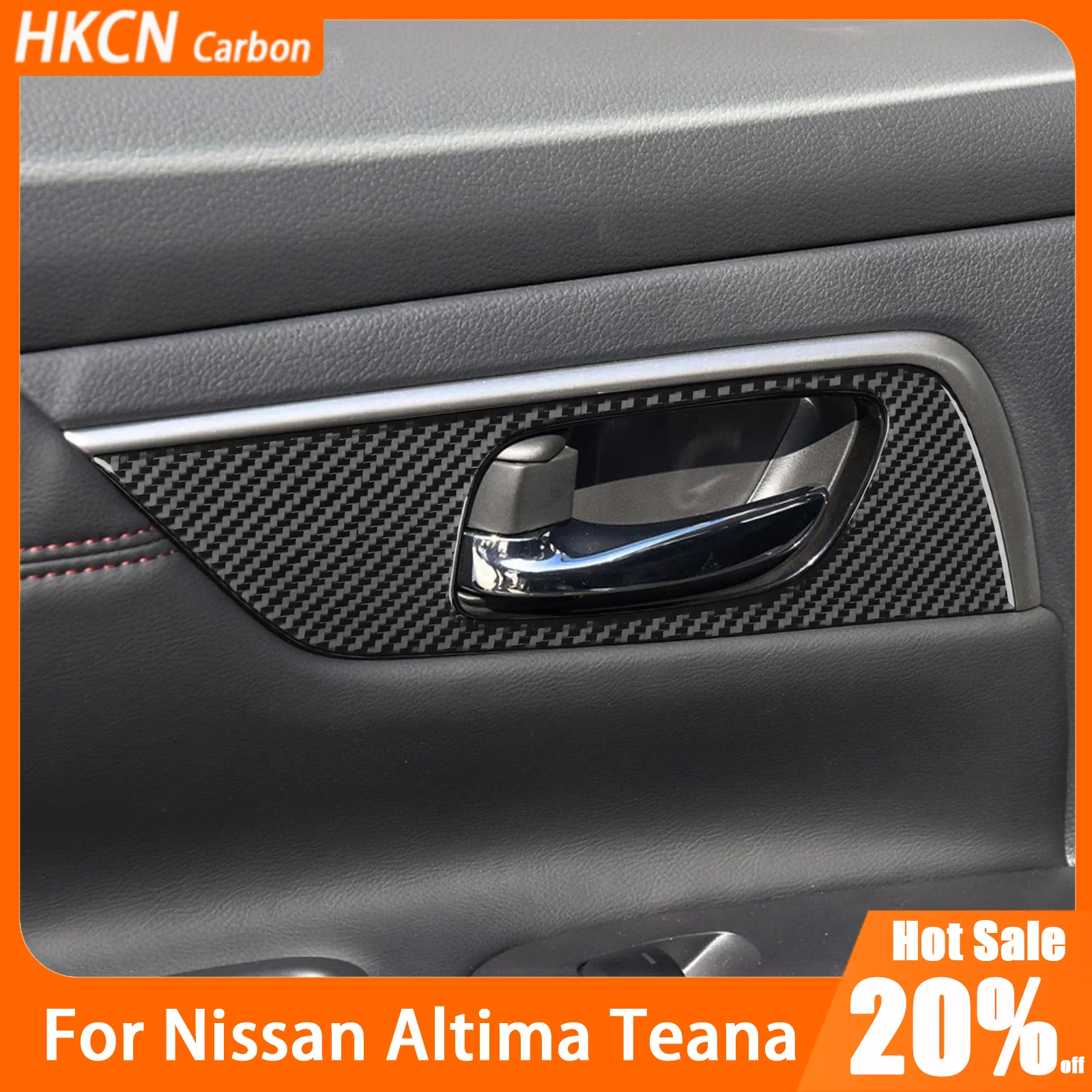 

For Nissan Altima 2013—2018 Carbon Fiber Front&Rear Door Handle Panel Puller Decals Car Accessories Interior Cover Trim Sticker