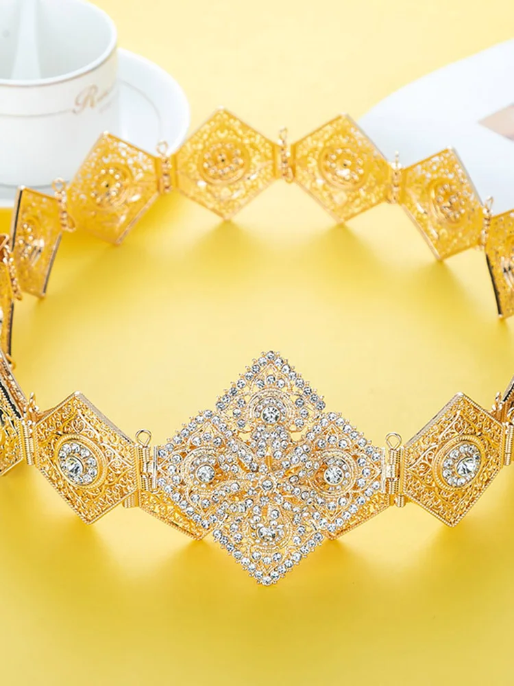 Middle East Court Style Carved Embedded Rhinestone Belt Vintage Luxury Wedding Dress Waist Seal Accessory