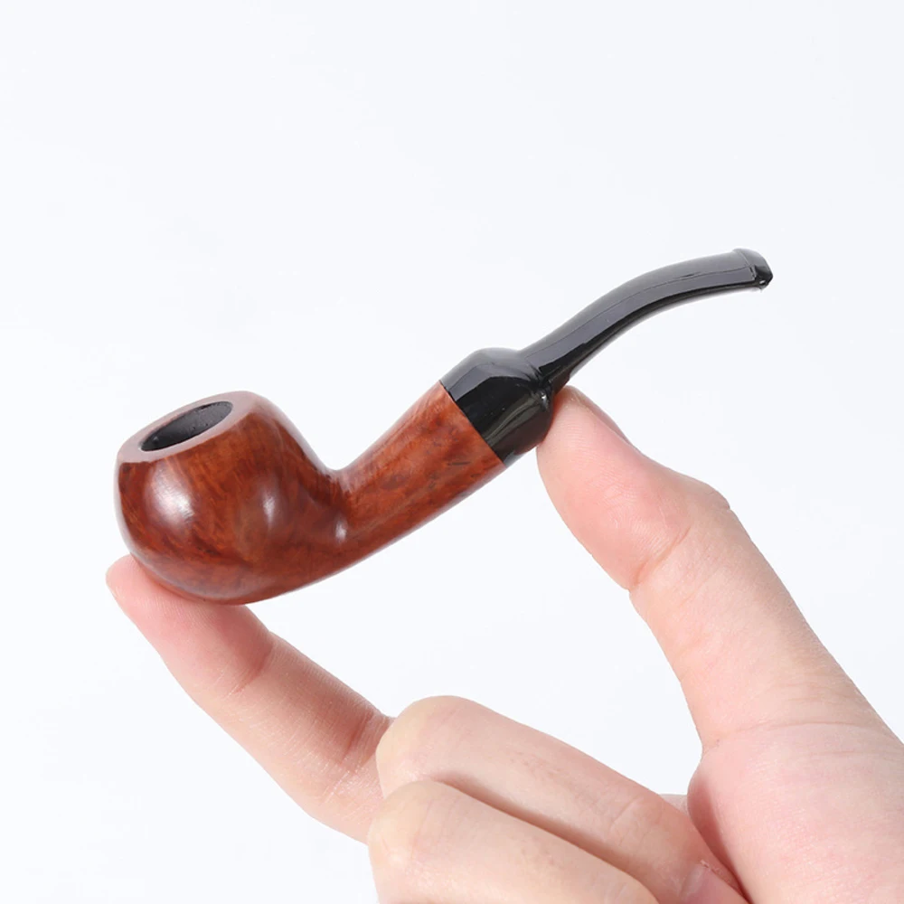 Traditional Briar Smoking Pipe with Silicone Removable Easy To Clean Mouthpiece Mini Classic Briar Tobacco Pipe Holiday Gift