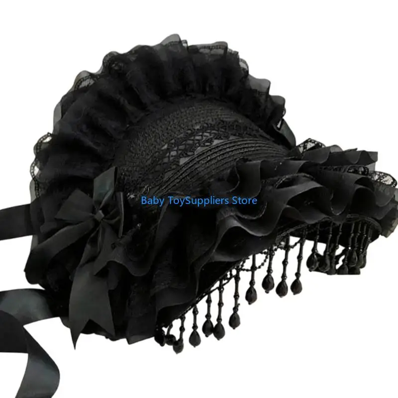 

R1WF Простая в обслуживании готическая темная кепка с черепом вдов из полиэстера для креативного реквизита для костюмов