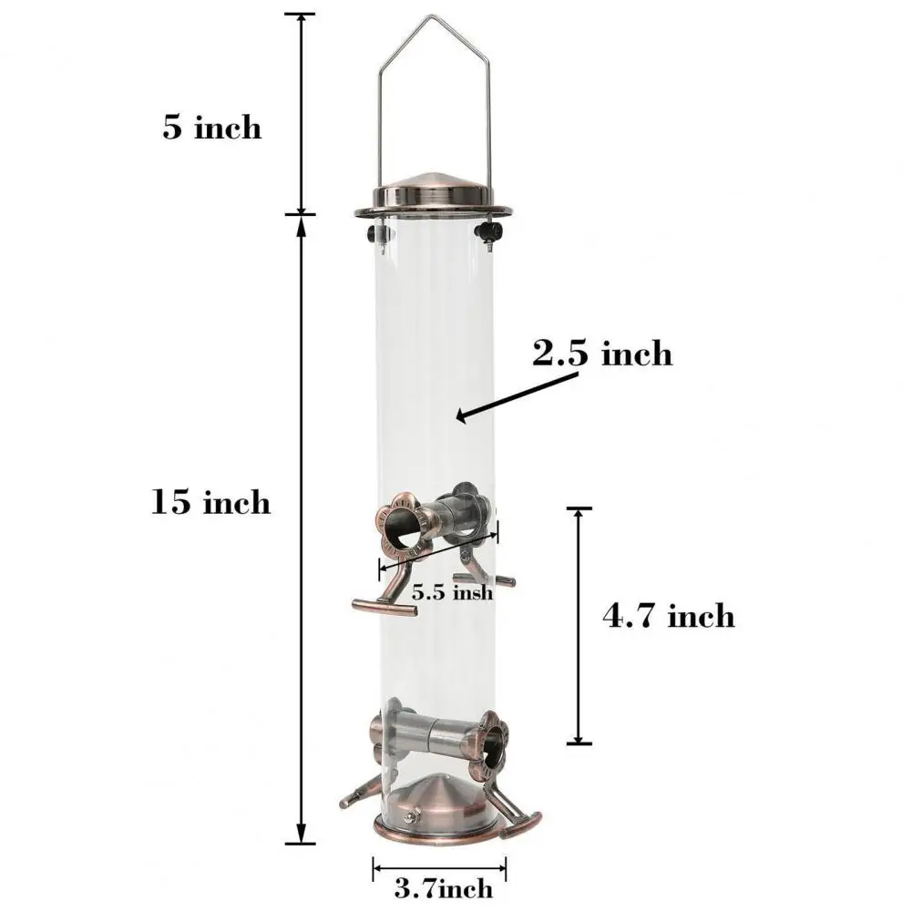 Garden Bird Feeder Capacity Metal Bird Feeder with Four Ports for Outdoor Hanging Visibility Weather-proof Design for Yard