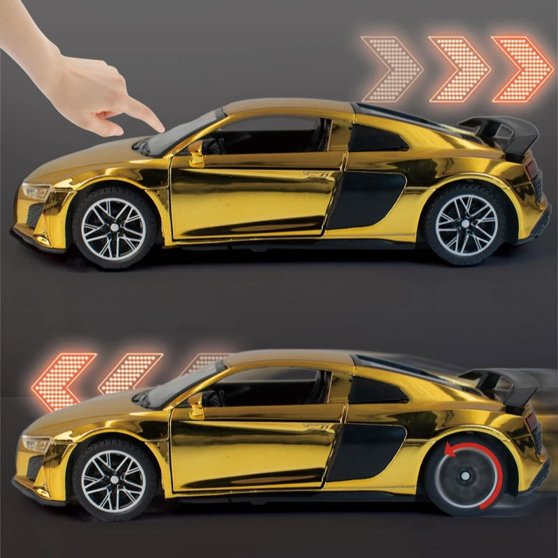 1:32 R8 V10 Plus Legierung Diecast Sportwagen Modell Spielzeug Simulation Fahrzeuge mit Sound Licht Zurückziehen Spielzeug Auto für Jungen