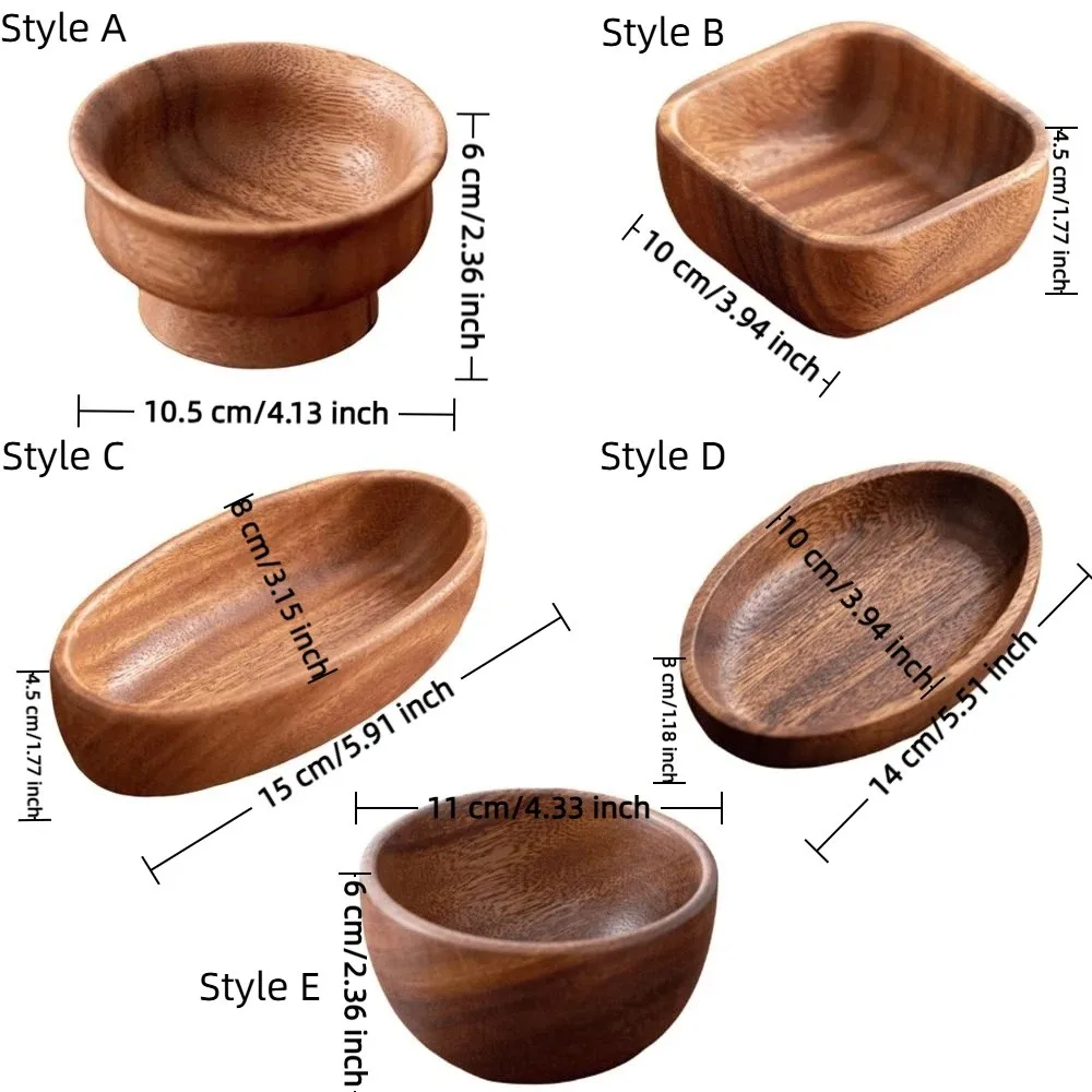 Japanese Style Wooden Bowl Anti Scald Thickened Fruit Dish Anti-Spill Elevated Base High Foot Dessert Plate Restaurant