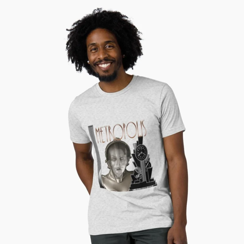 

Fritz Lang's Movie metropolis Vision German Sci-Fi Gift t shirt 0323 Cyberpunk Robot Maria Graphic Clothes Large size Tops S-6XL