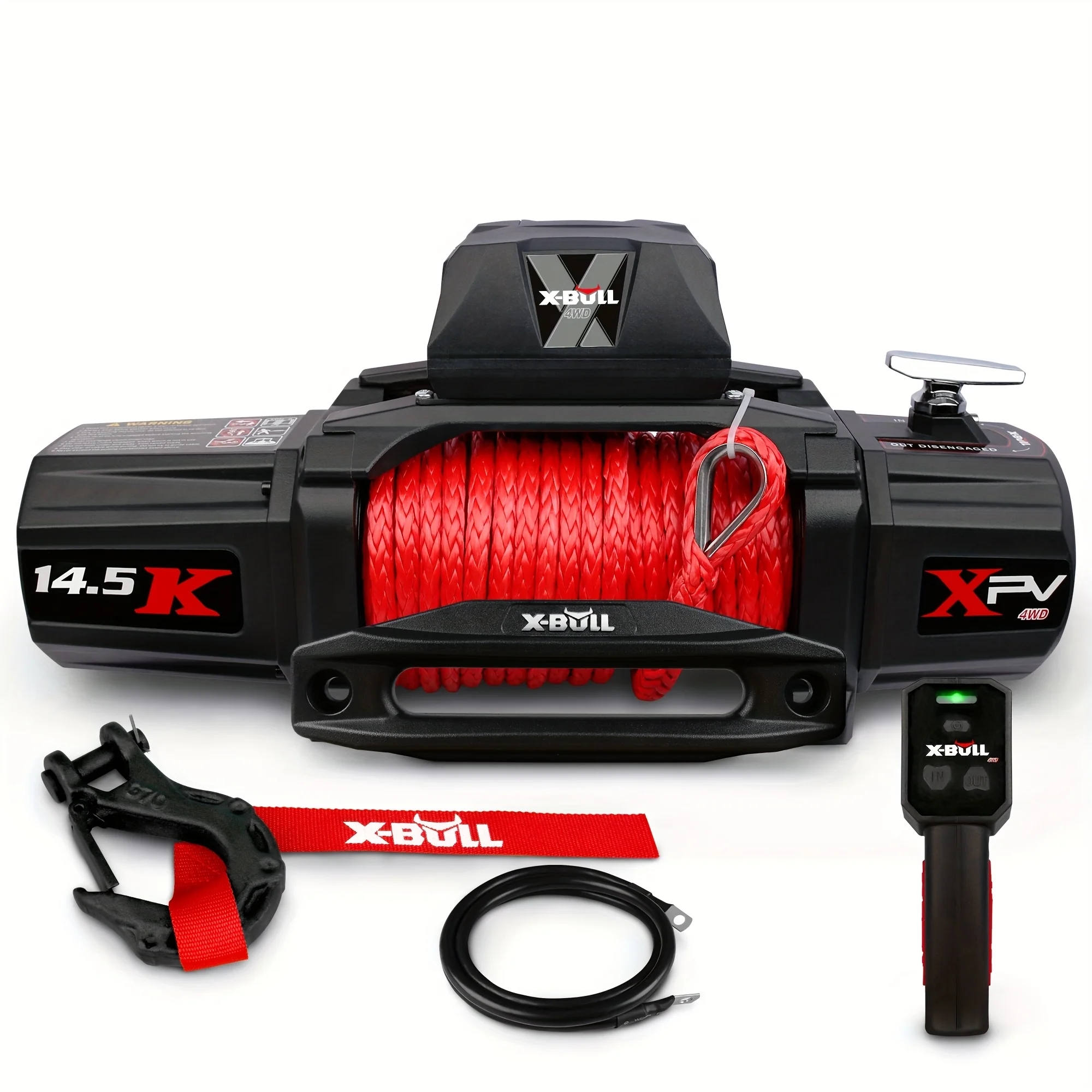 

X-BULL Electric Winch 14500lb Electric Truck Winch 12V Synthetic Rope Fairlead Wired Wireless Remote Winch For Road for JEEP