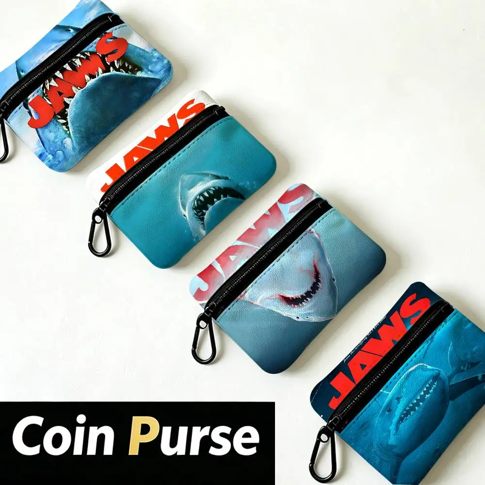 JAWS Movie Oxford Cloth Zipper Wallet Multifunctional Hanging Coin Bag For Credit Cards Keys Coins Earbuds