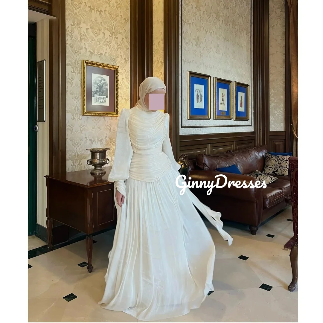 

Бальное платье на заказ, с овальным вырезом и длинными рукавами, длиной до пола, элегантные вечерние платья для женщин, коктейльные платья с рюшами на молнии