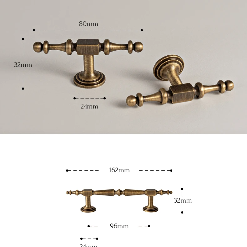 Antique brushed brass cabinet handle 25