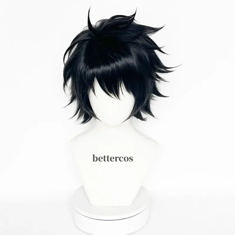 L.Lawliet Cosplay Wig L Short Black Shaggy Layered Heat Resistant Costume Hair Wig   Wig Cap