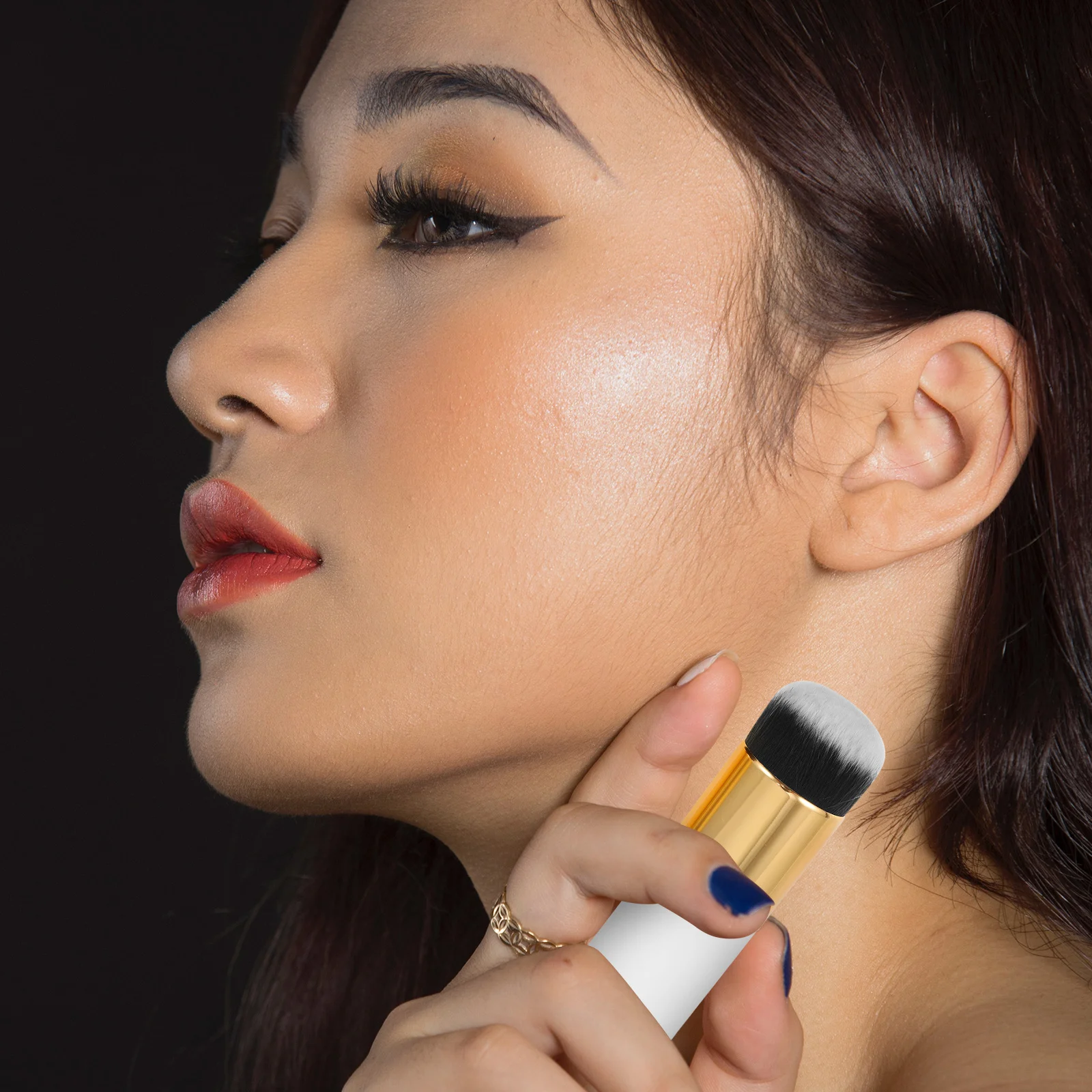 2-teiliger Make-up-Pinsel, Premium-Kunsthaar, hohe Dichte, weiche Foundation, Rouge, Puder, Werkzeug für Frauen und Mädchen, Gesicht, Polieren