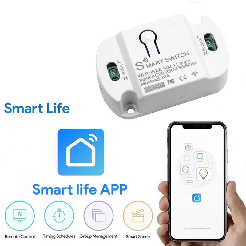 Tuya Wifi Smart Switch 10A Wireless Timer Smart Life APP وحدة أتمتة التحكم الصوتي