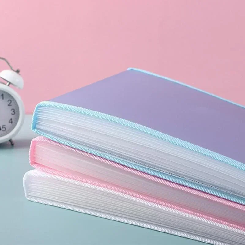 PP Metade Saco De Órgão Transparente, Candy Color, Multi Vertical Grade File Folders, Office Learning Organ Test Paper Storage Bags