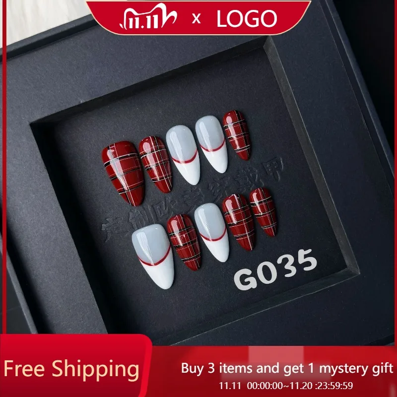 

10 шт., набор для дизайна ногтей с ручной росписью, вдохновленные Y2K, шикарные французские кончики, осветляющие накладные ногти, идеальный подарок для женщин и друзей