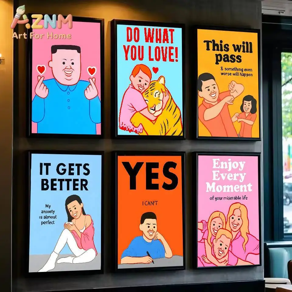 Abstract Funny Joan Cornella Canvas Print Poster Modern Minimalist  Illustration Art Prints Living Room Wall Art Home Decor Gift