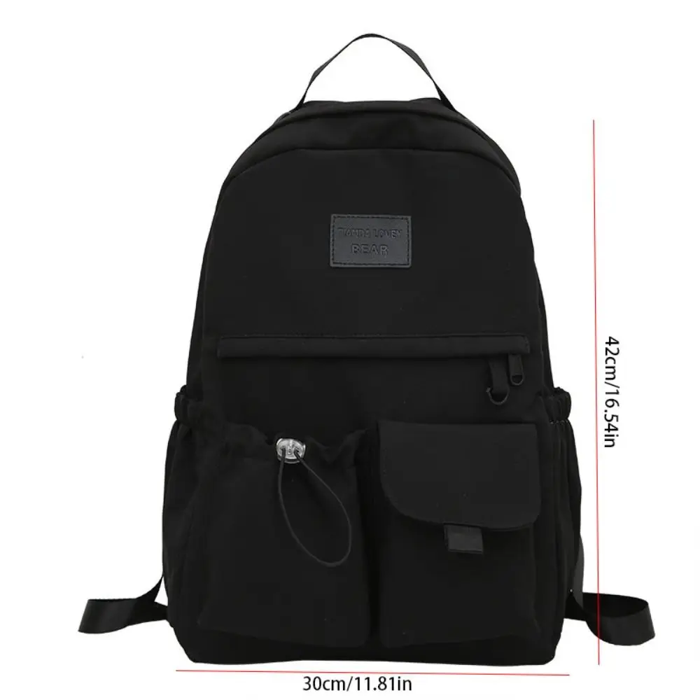 Mochila portátil de nailon Harajuku para estudiantes, bolso escolar de gran capacidad de Color puro, bolso de hombro de estilo coreano, bolso de viaje