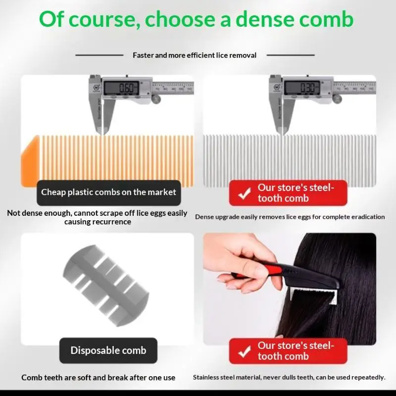 *1Pcs Lice Nit Removal Hair Comb Head Lice Comb Stainless Steel Fine Tooth Comb LiceComb Professional Head Lice Hair Brush view 4