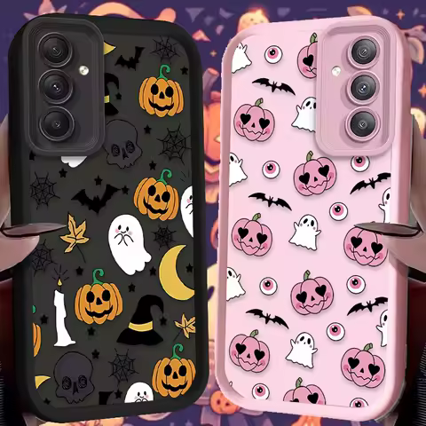 Halloween Pumpkin Ghost Case for Samsung Galaxy A35 A55 A15 A25 A16 A06 A05 A05S A24 A13 A23 A12 A22 A32 A52 A71 A51 4G Etui