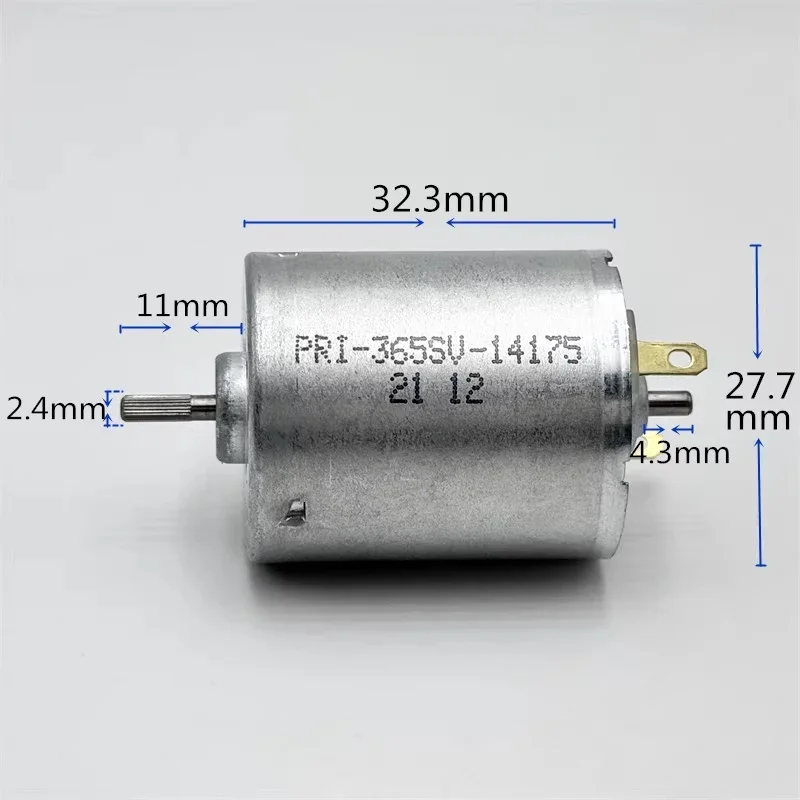 PRI-365SV-14175 Micro 365 Motor Dual 2.3mm Shaft DC 12V 14.4V 18V 24V 10500RPM Mini 28mm Electric Motor DIY Home Sweeper Robot