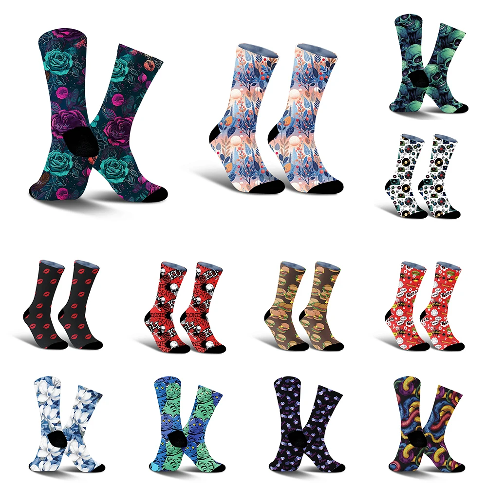 

Style up your rides with these unisex socks. The skeleton - hand - rose design is cool, and they're sweat absorbent for cycling