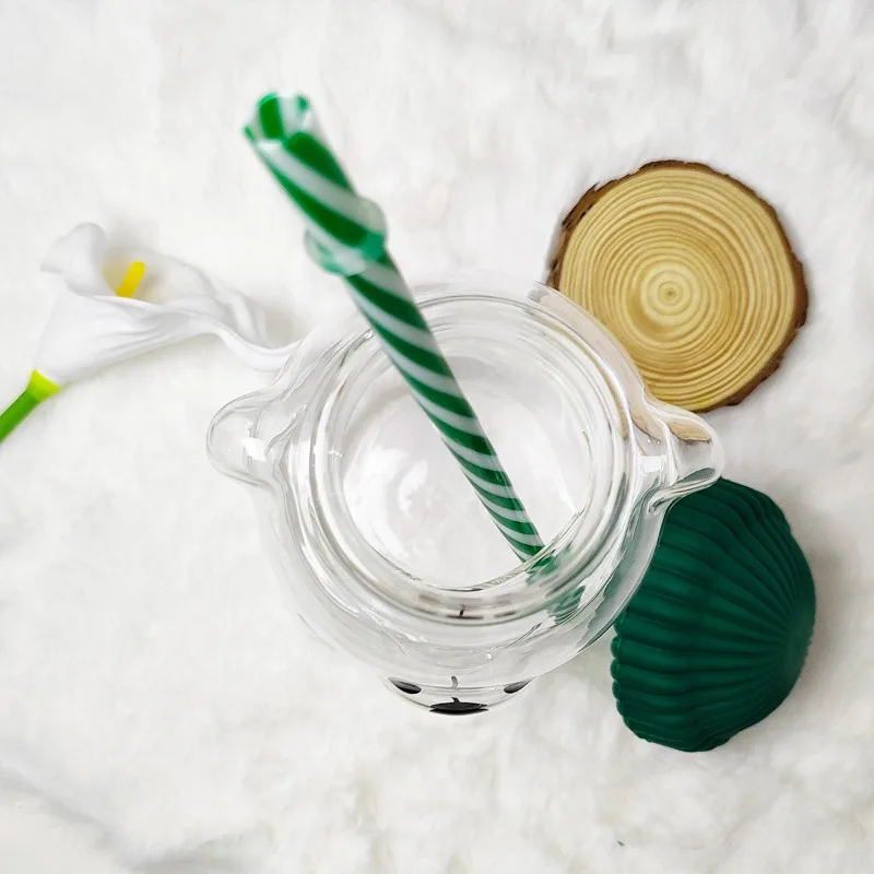 كوب الدب الزجاجي مع القش 2026 جديد شعبي لطيف الإبداعية حفلة عطلة المشروبات كوب هدية عيد الميلاد