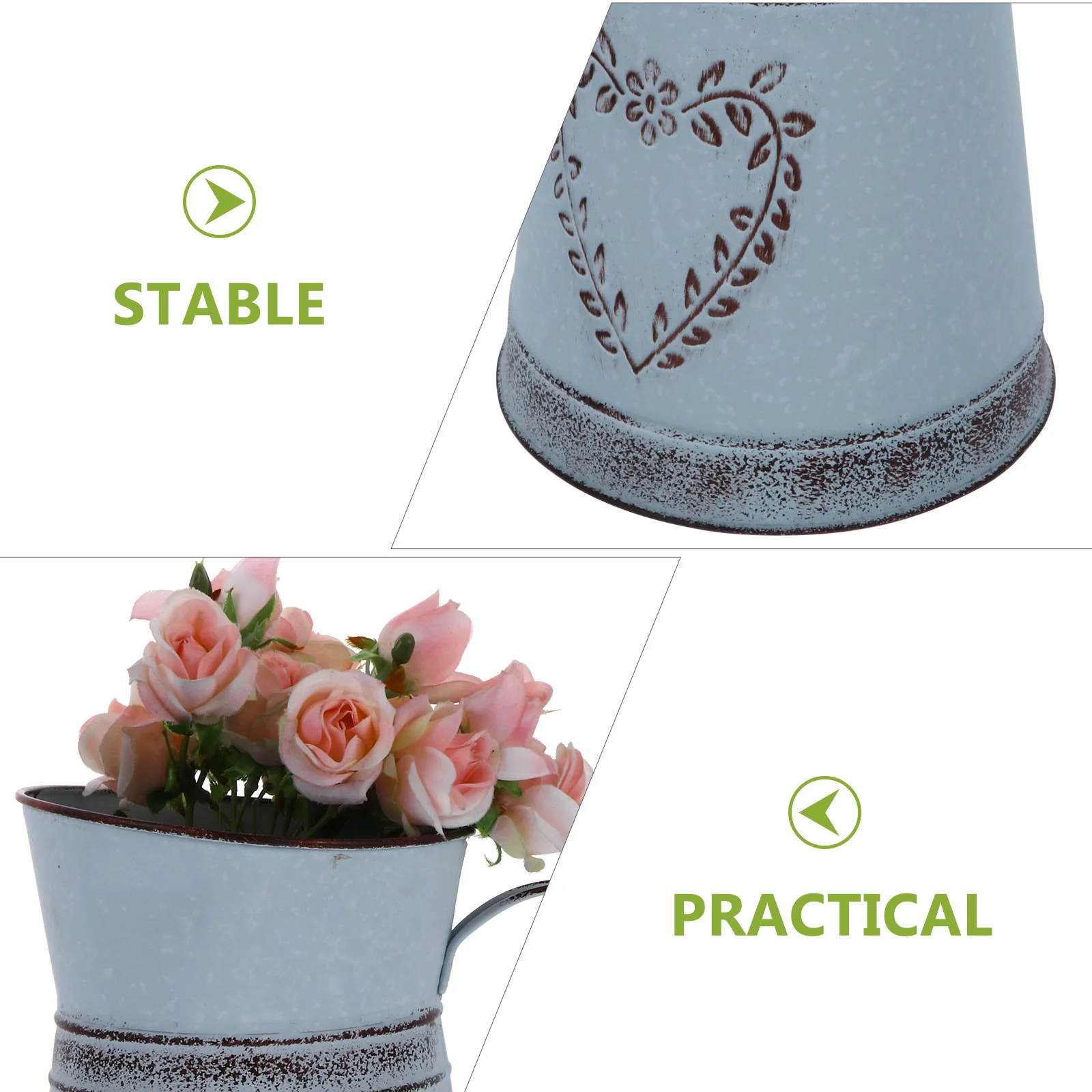 

1pc Heart Shaped Metal Flower Vase Rustic Iron Bucket For Home Wedding Party Farmhouse Kitchen Living Room Flower Arrangement