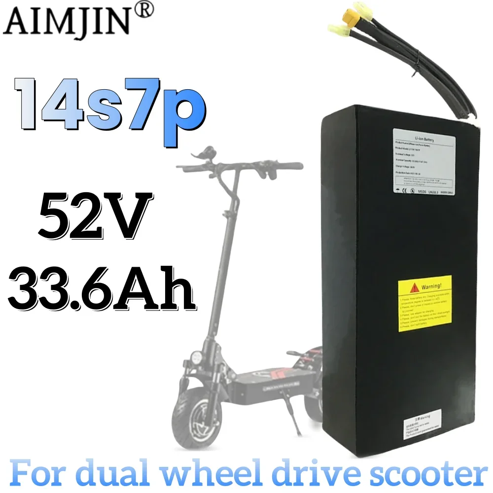 52V 14S7P 33600mAh 21700 1747.2Wh Lithium Battery for Dual Drive Scooter, Balance Car, Bike, Tricycle