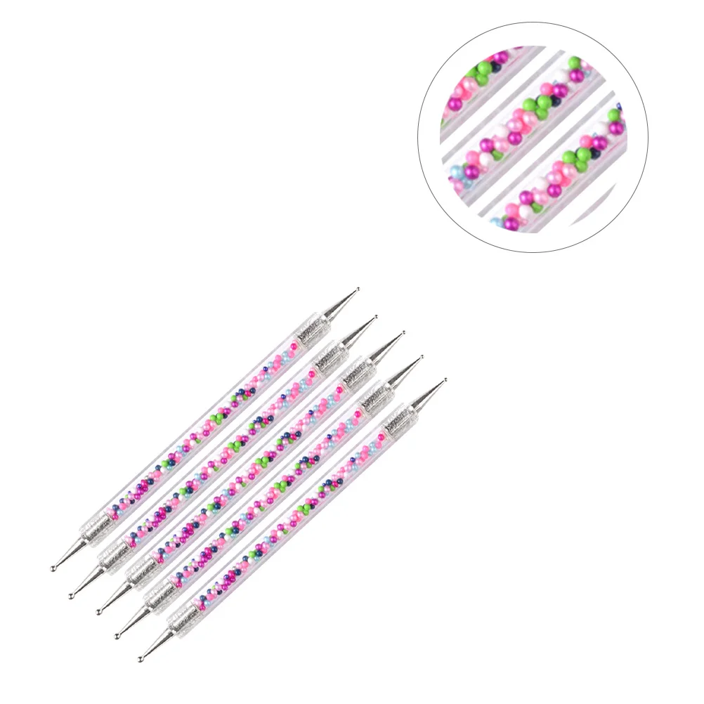 5 pçs cabeça dupla strass selecionador caneta alça longa ferramenta da arte do prego durável leve pintura do prego suprimentos acessório para mulher
