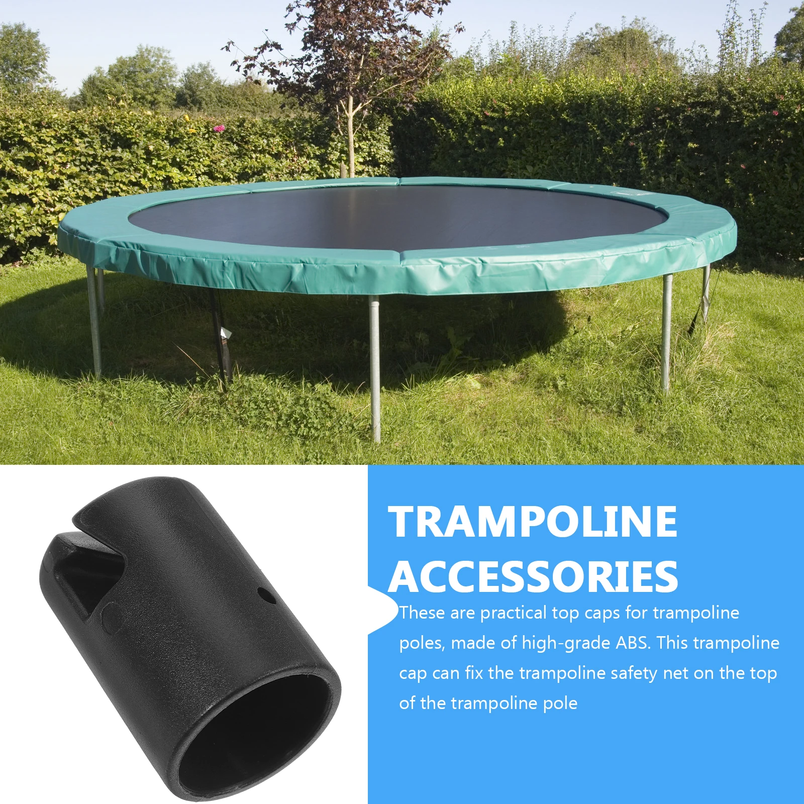 

6pcs Large Trampoline Enclosure Pole Caps Plastic Replacement Parts Protective Covers For Trampoline Safety Durable Connectors