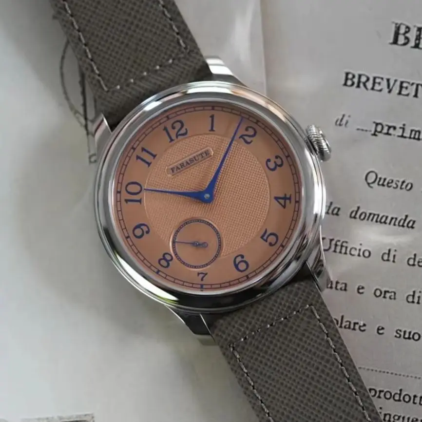 FARASUTE Men Mechanical Watch 40mm Manual Winding Wristwatch Sapphire Mirror Small Second Dial Hangzhou Mov.
