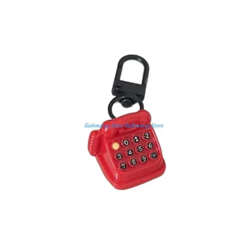 573B Handmade Retro Phone Keychain Unique Mini Telephone Charm hanging Decoration For Purse Backpack Gift
